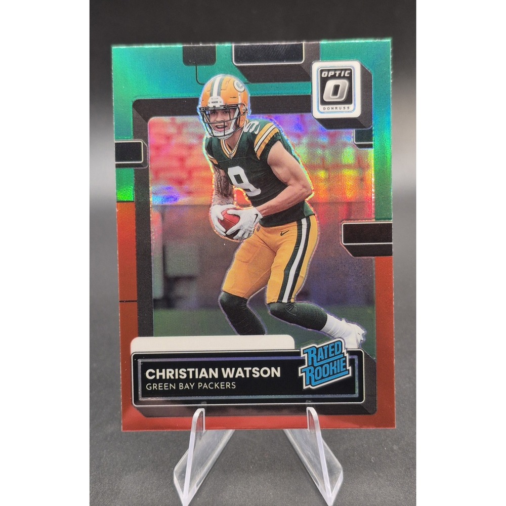 2022 Panini Donruss Christian Watson #P-319 Preview Red & Green Rated Rookie
